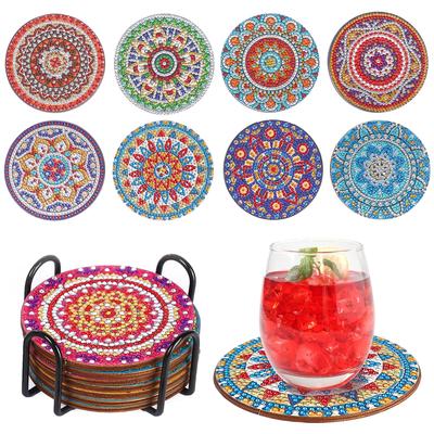 Diamond Art Coaster Bead Diamond Art DIY Diamond 5D Diamond Painting Kit with Coaster Craft Popular for and Handmade Art Craft Supplies C