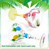 2 Pcs Mexican Hand Blown Margarita Glasses Colorful Martini Cocktail Glasses With Flamingo And Pineapple Pattern Tropical Drinki