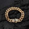NUOYA Stainless Steel Cuban Link Bracelet Customizable Logo Unisex Iced Out Diamond Clasp Cuban Chain Bracelet for Men
