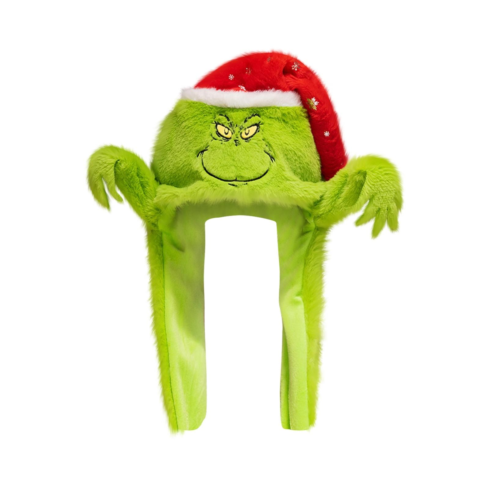 

Рождественская зеленая плюшевая шапка с подвижными ушами One Size зелёный