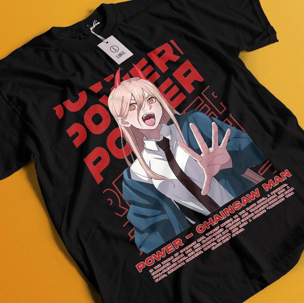 

Chainsaw Man POWER T-Shirt Asa Aki Anime Denji Shirt Makima Tshirt All Size Tee 4XL
