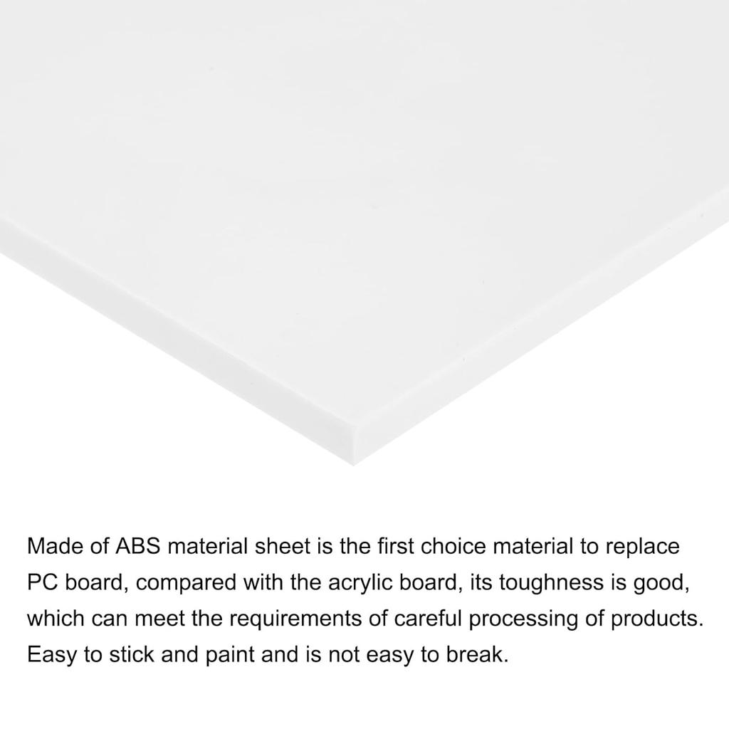 MECCANIXITY ABS Plastic Sheet 10 Inch x 10 Inch x 0.2 Inch ABS Styrene Sheets for Building Model DIY Crafts Panel White