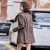 Women's PU Leather Trench Coat with Suit Collar, Double-Breasted, Mid-Length, Waist-Slimming for Spring/Autumn - Model YG82936.