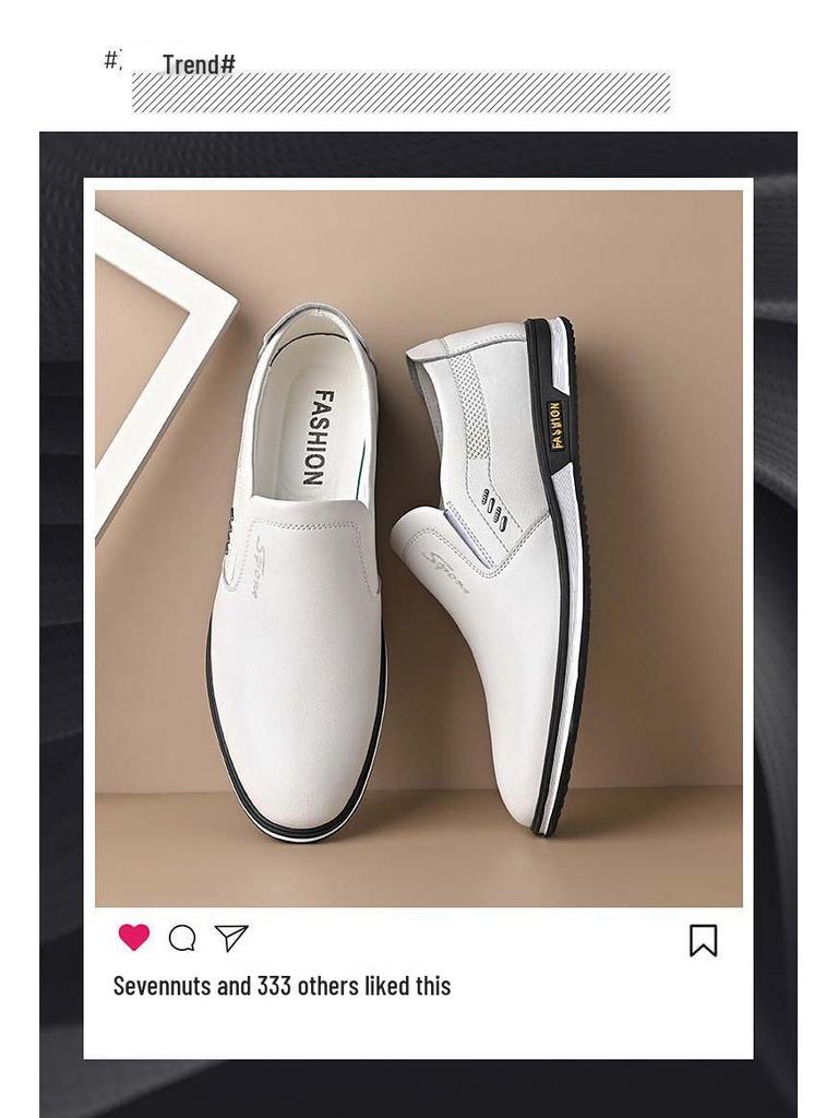 Men's Summer Breathable Casual Fashion Leather Shoes - Korean Style Trend