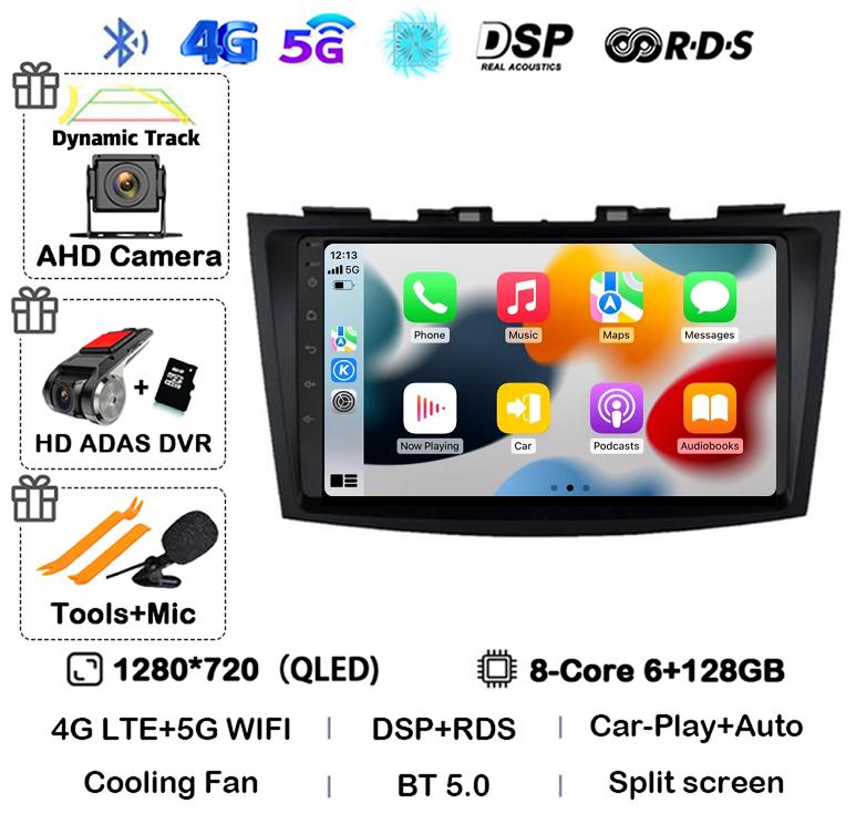 Android 14 Carplay Auto Car Radio For Suzuki Swift 4 2011 2012 2013 2014 2015 2016 Multimedia Video Player Audio GPS Stereo WIFI