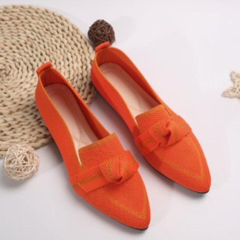 Women's Pointed Toe Flying Woven Loafers, Bow Decor Slim Fit Flat Shoes, Casual Slip On Daily Ladies Single Shoes