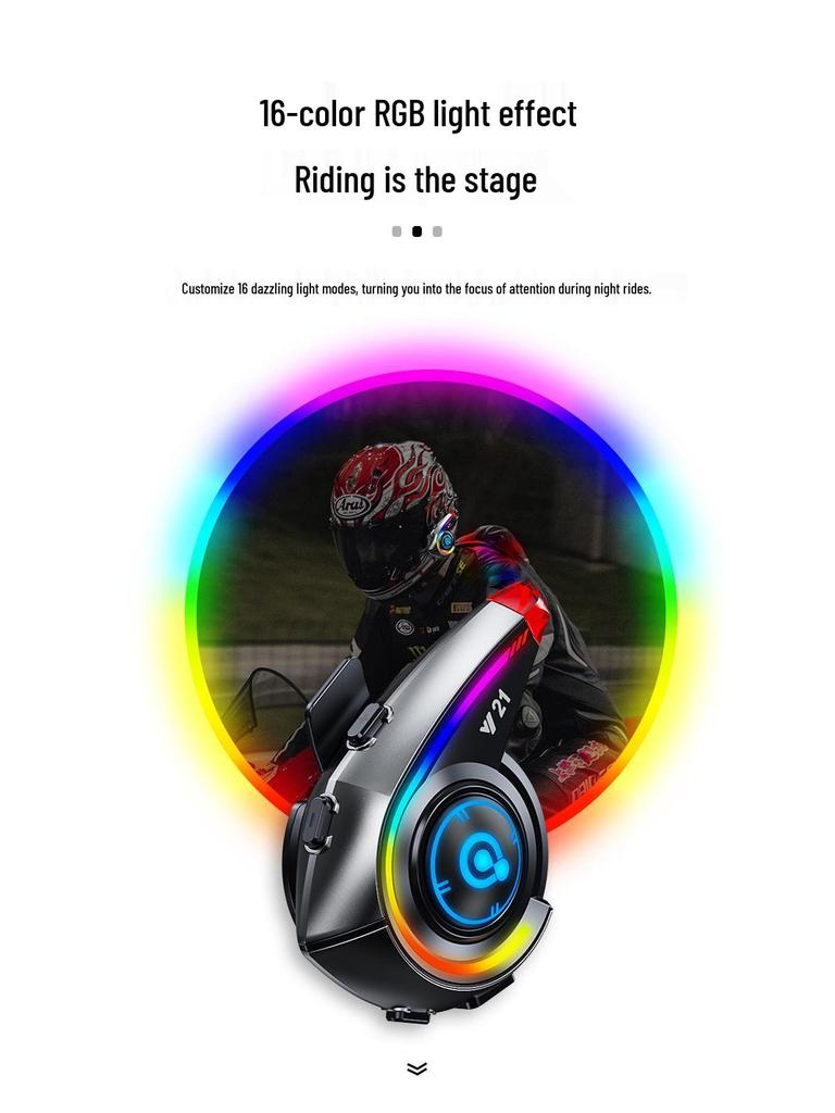 Y21 Bluetooth Helmet Headset: Waterproof, Dustproof, RGB Lights, Heavy Bass