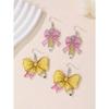 Fashionable Leopard Print Bow Acrylic Flat 2D Earrings, Versatile For Daily Wear And Party Accessories