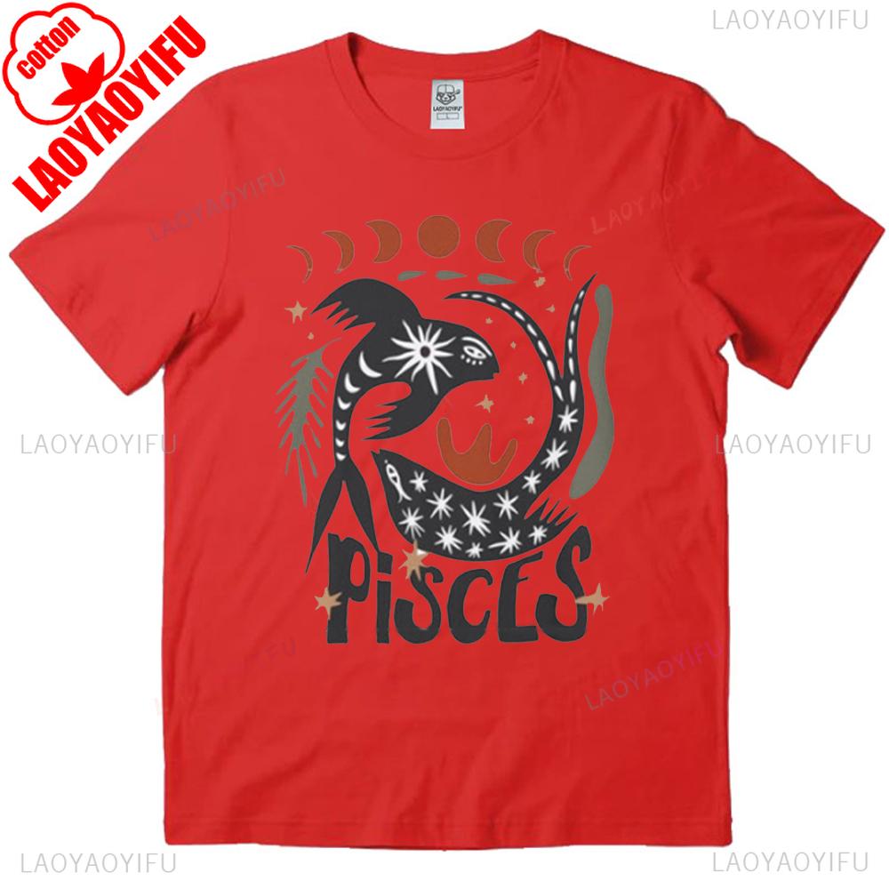 Pisces Tee Pisces Zodiac T-shirt Comfortable Personality Tops Birthday Unisex Tee High Quality Cotton Tops Graphic T-shirts