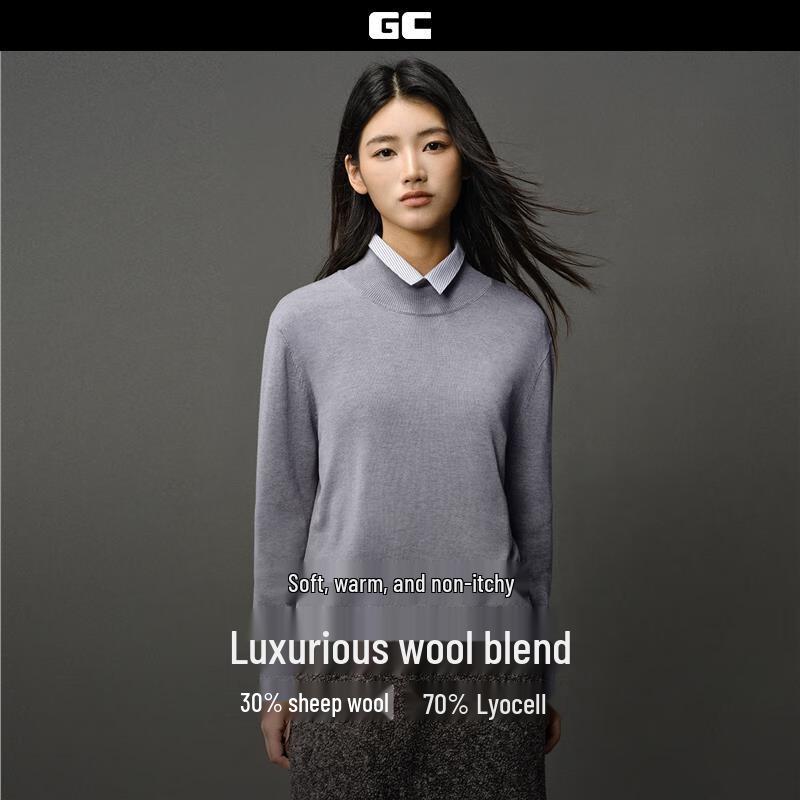 GIORDANO CONCEPTS Unisex Wool Blend Embroidered Mock Neck Sweater