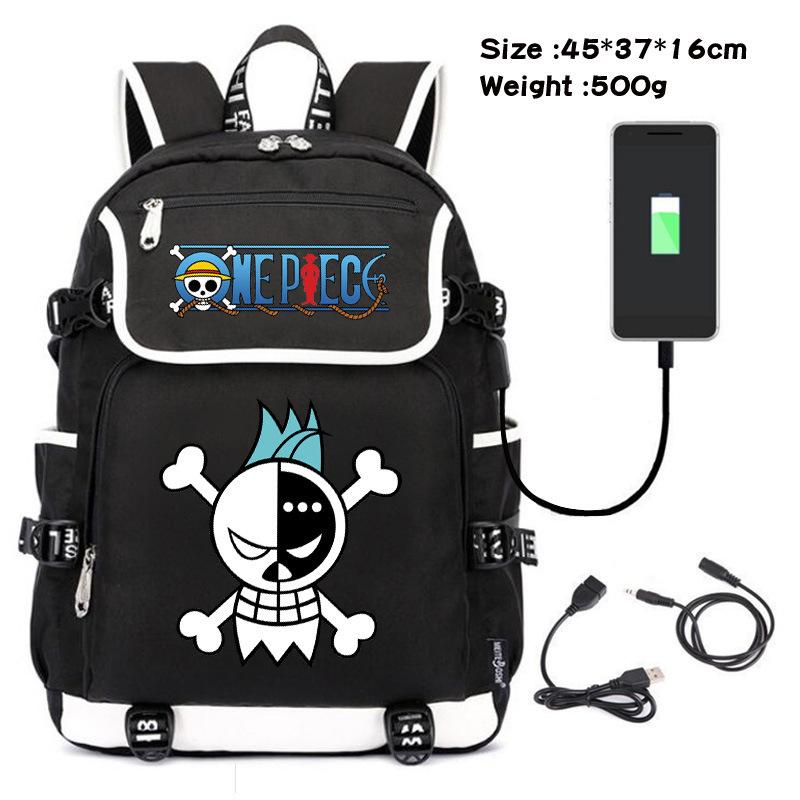 One Piece themed student backpack with fashionable and versatile printed design.
