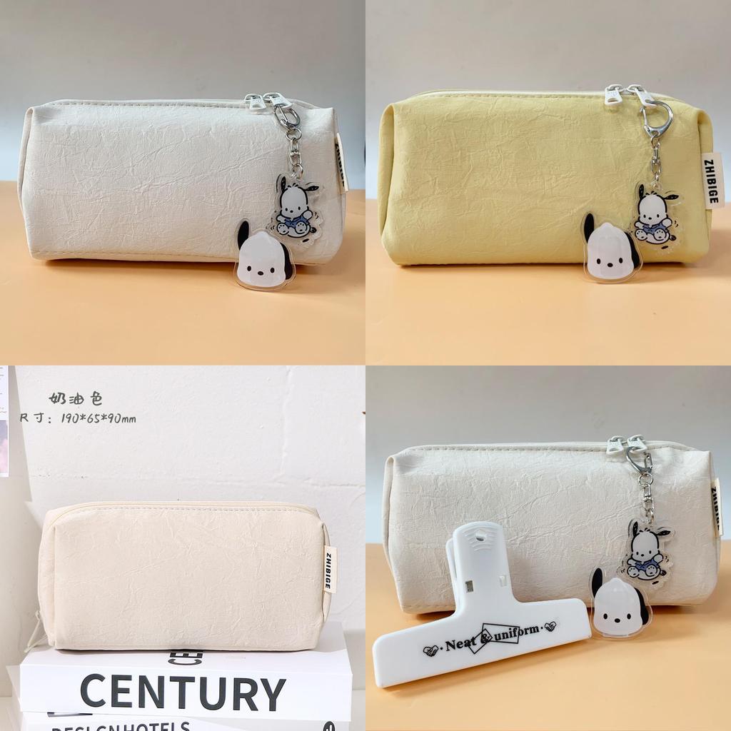 Classic Leather Waterproof Pencil Case With Large Capacity For Girls And Students