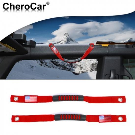 2 Pack Red Roll Bar Grab Handles for Ford Bronco Paracord Grip Handle US Plag