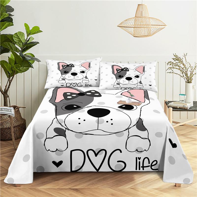 Cartoon Wolves 0.9/1.2/1.5/1.8/2.0m Digital Printing Polyester Bed Flat Sheet With Pillowcase Print Bedding Set