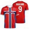 Maglia da Calcio con Scollo a V Bandiera Norvegese Traspirante Asciugatura Rapida Maglietta Sportiva Bambini Adulti Fan