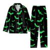 Women's 2 Piece Printed Suit Long Sleeve Button Up Top Wide Leg Pants Suit Set Pajamas Home Casual Suit