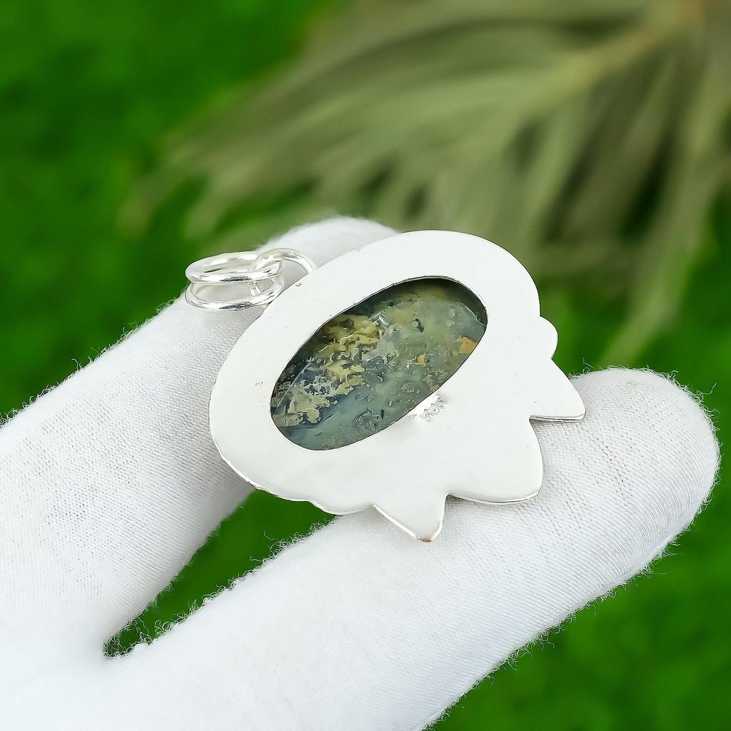 Oval Kambaba Jasper Stone 925 Sterling Silver Bezel Artisan Sister Boho Pendant