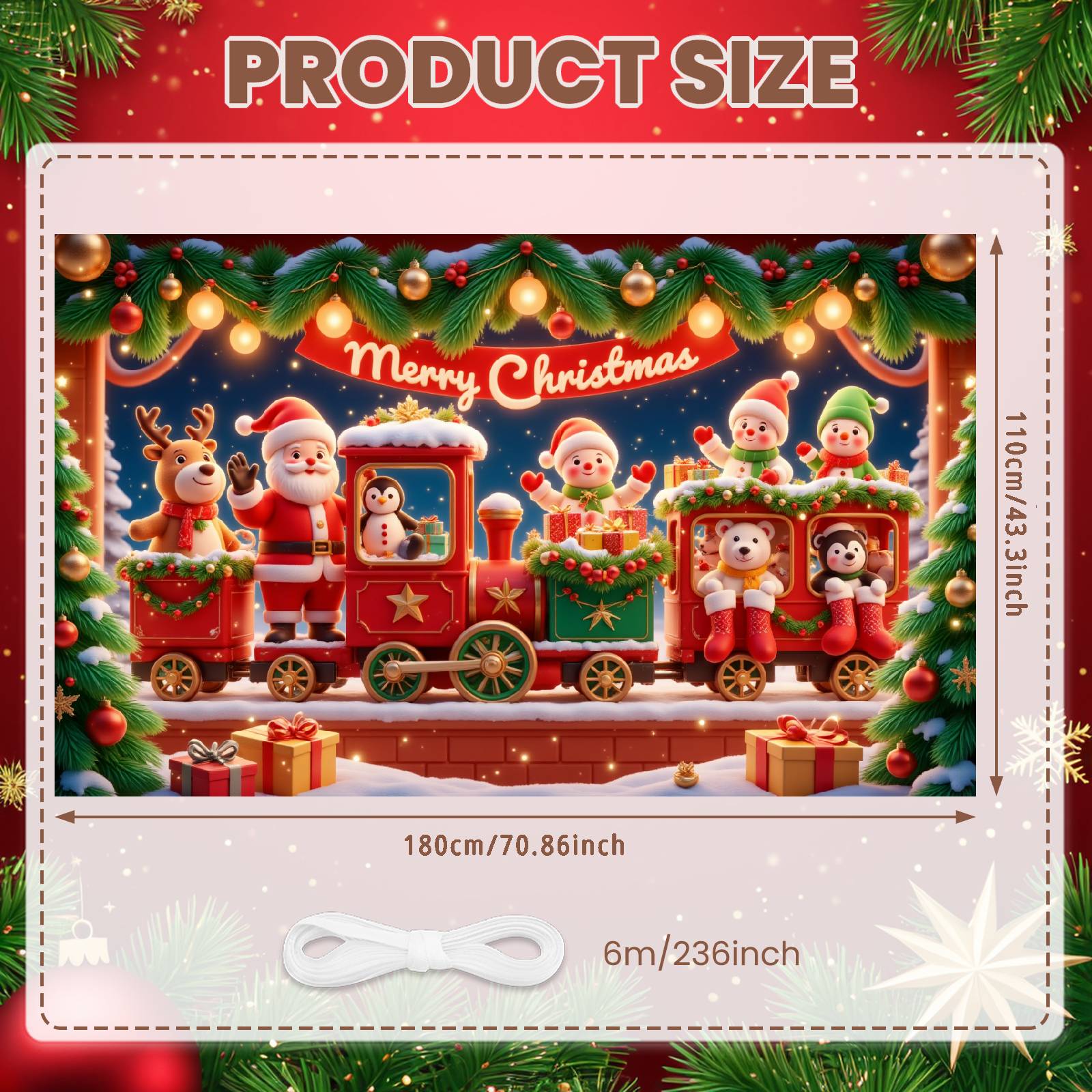 

Reindeer Backdrop Festive Ornaments Xmas Display Santa Claus Display Santa Claus Theme Gift-themed Background For Holiday