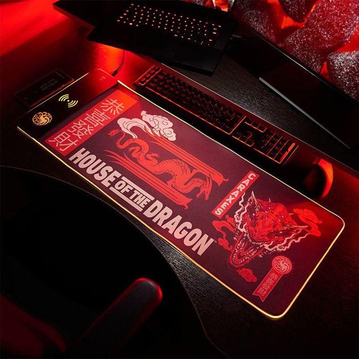 Numskull - house of dragons - tapis de souris de jeu xxl et chargeur sans fil