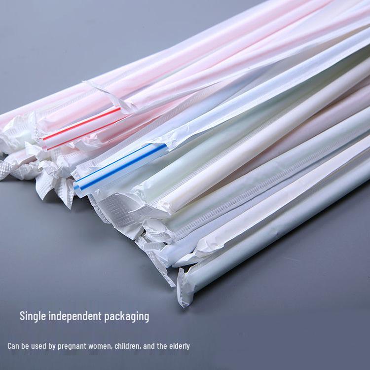 Individually Wrapped Black, White, Transparent, and Colored Disposable Plastic Straws