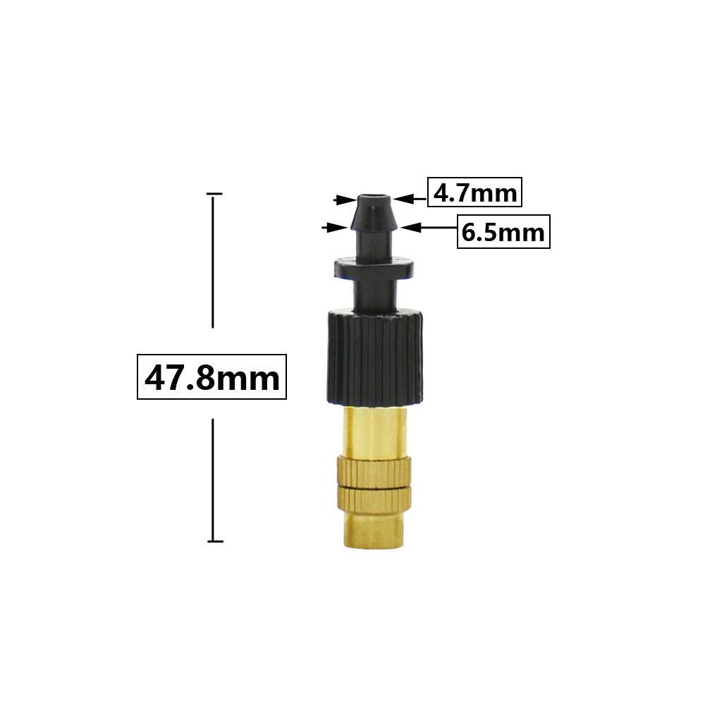 50pcs Adjustable Brass Misting Nozzle Copper Cooling Sprinkler 4/7mm Plastic Tee Barb Thread Connector For Garden Irrigation