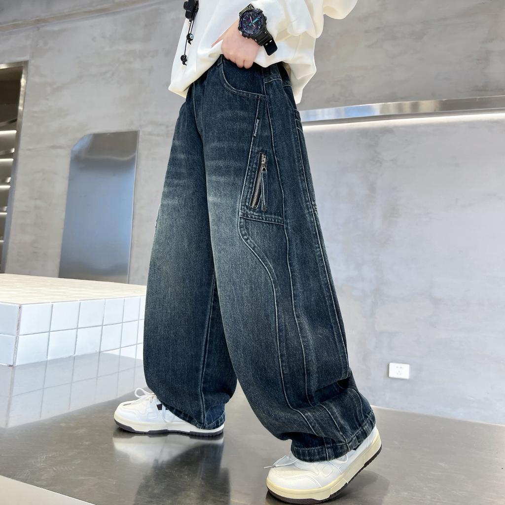 Boys Loose Fit Denim Jeans Kids Big Children Casual Long Pants