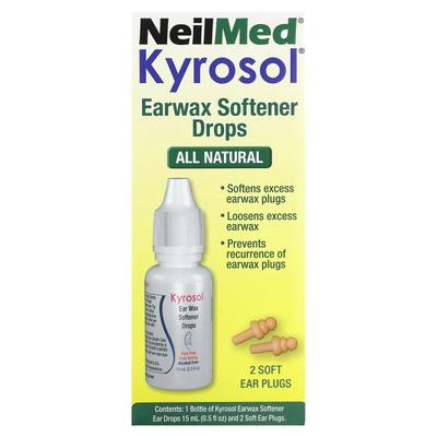 Kyrosol, Earwax Softener Drops, 15 Ml (0.5 Fl Oz) & 2 Soft Earplugs