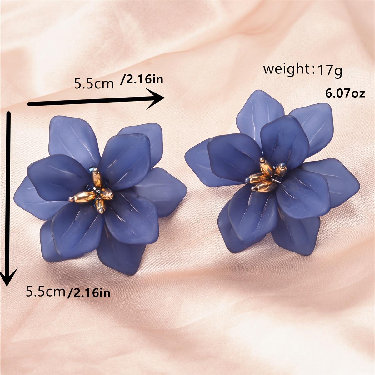 

Милые красочные акриловые серьги-гвоздики с цветами в винтажном богемном стиле, подходящие для женщин, повседневные серьги-гвоздики темно-синий