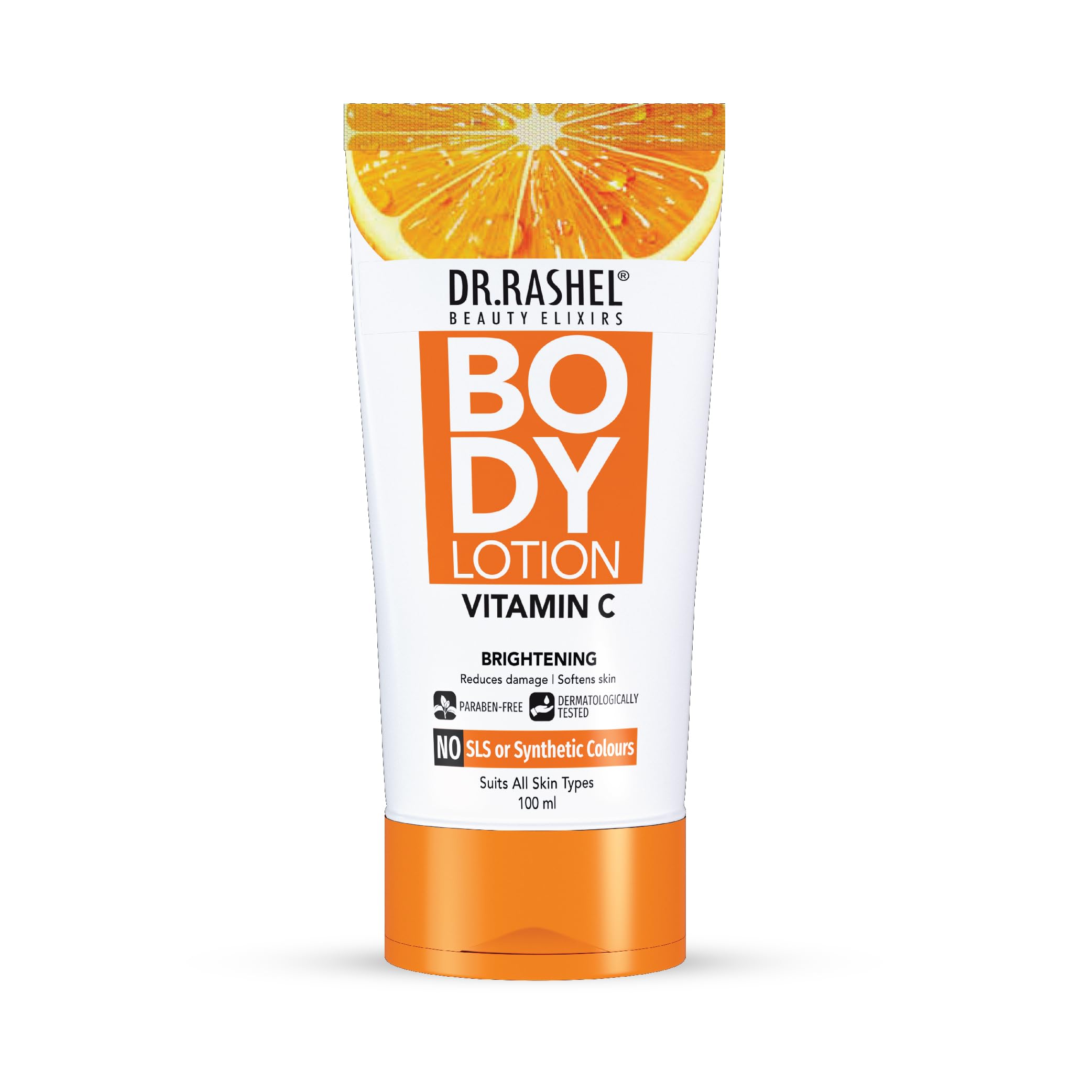 Dr. Rashel Vitamin C Body Lotion | With Orange, Rosehip Extracts & Glycerin | Brightening & Collagen Boosting Formula | Non-Sticky, Hydrating, Uni