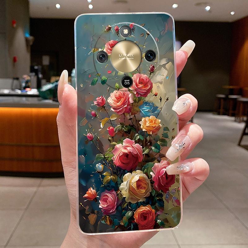 For Honor Magic 8 Lite Case Pretty Flower Butterfly Silicone Clear Back Cover Soft TPU Phone Case for Honor Magic8 Lite 5G Funda