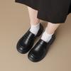 Augustine thick-heeled loafers for women's 2025 new autumn thick-soled British comfortable soft-soled black small leather shoes