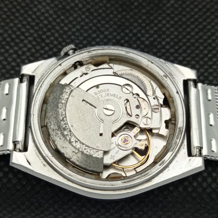 BRUKT VINTAGE SEIKO 5 AUTOMATISK 6309A JAPAN HERRE DAG/DATO SVART KLOKKE a316781-9 SKU608h-a316781