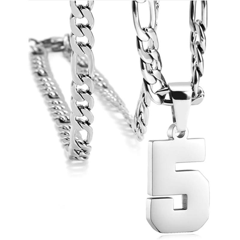 Men's Athlete Stainless Steel Sports Digital Necklace Baseball/Basketball/Soccer Team Inspiration Jewelry Spot