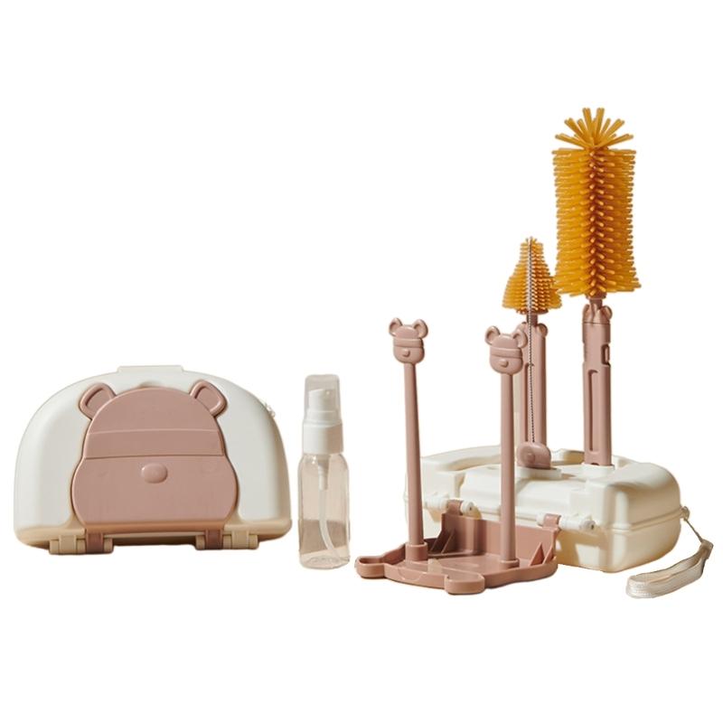 

Portable & Versatile Bottle Brush Set All in One Bottle Cleaning Set Convenient Cleaning Solution Essential for Parents кофейный