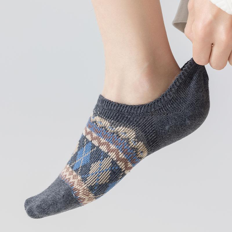 3-Pack Men's Invisible No Show Socks Anti-Slip Silicone Grip Cotton Ankle Socks for Sports Casual All Season Boat Socks
