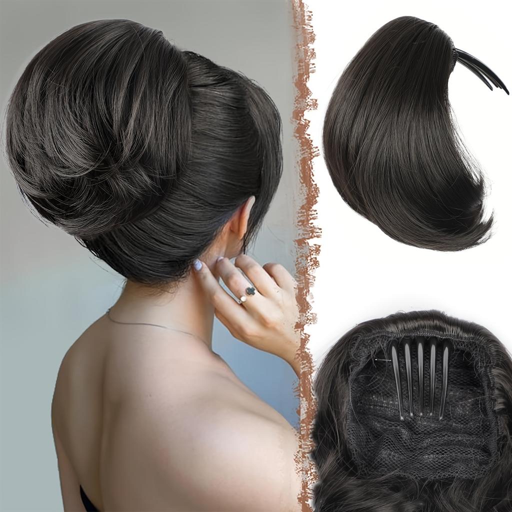 MISSQUEEN Syntetický drdol do vlasů Příčesek Plně Krátký Drdol Ponytail Přírodní Černé Vlasy Chignon S Hřebínkem Sponou Drdol Updo Stahovací Drdol Vlasové Příčesky