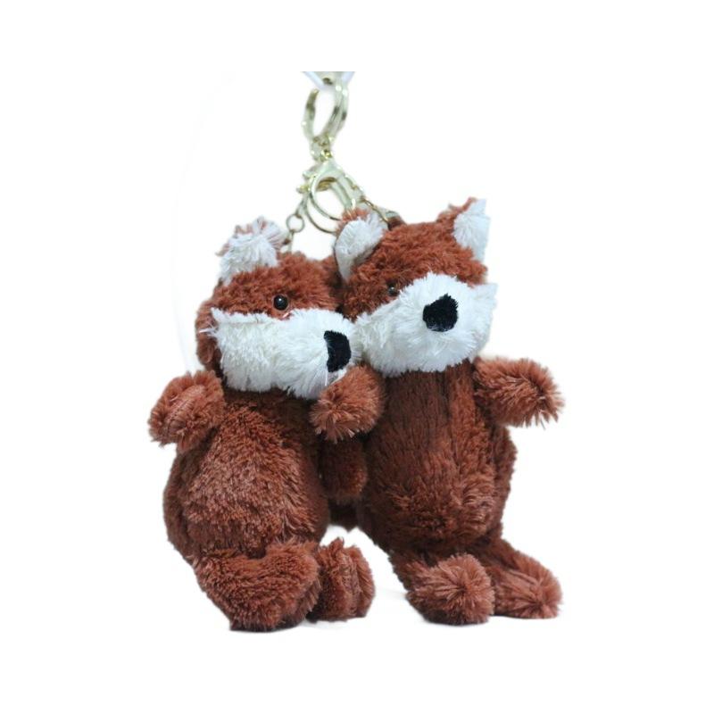 Adorable Cute Red Fox Plush Toy Keychain Soft Cartoon Animal Doll Hanging Decor