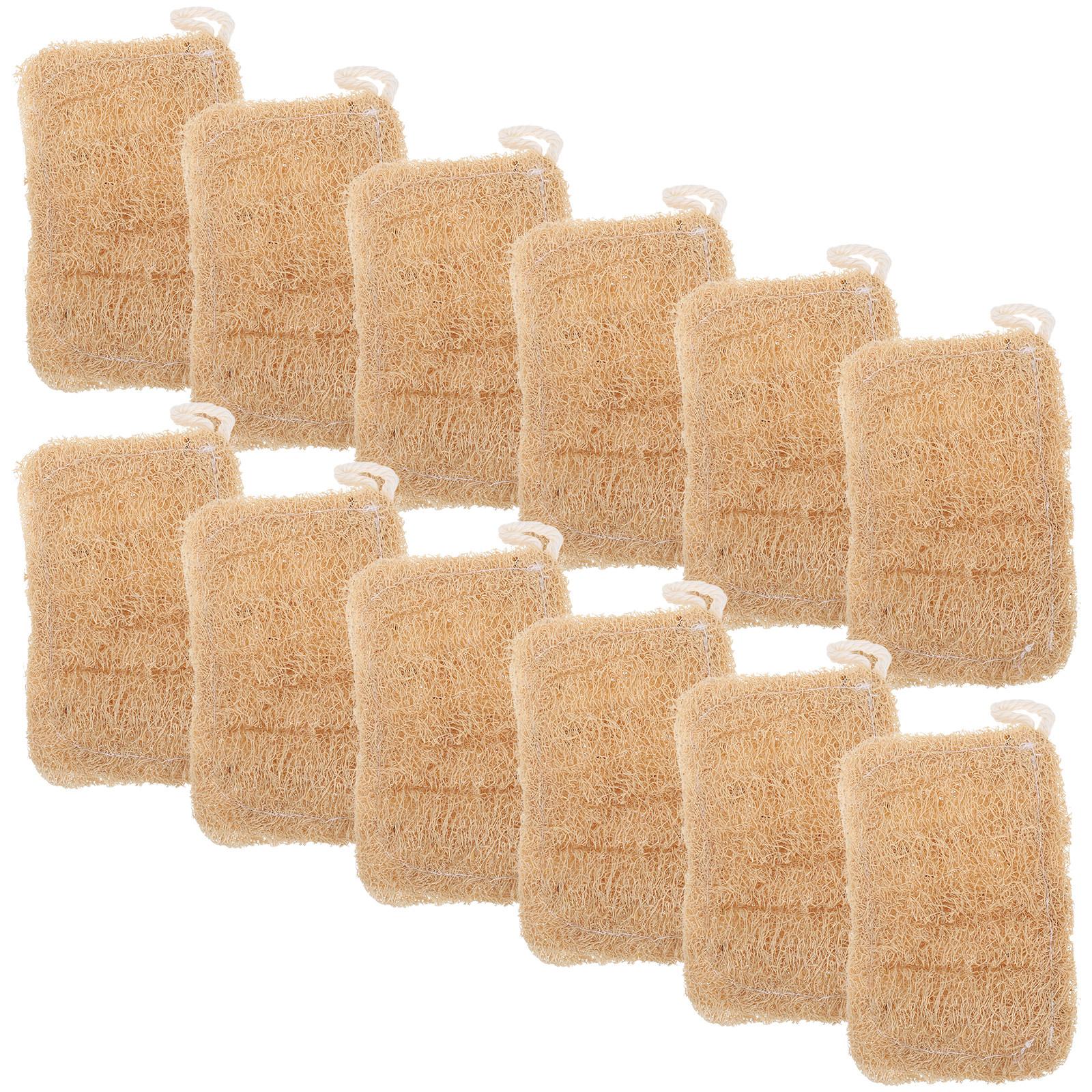 12Pcs Natural Loofah Kitchen Dish Scrubbers Plant-Based Non-Scratch Heavy Duty Scouring Pads Reusable Vegetable Cleaning Sponge