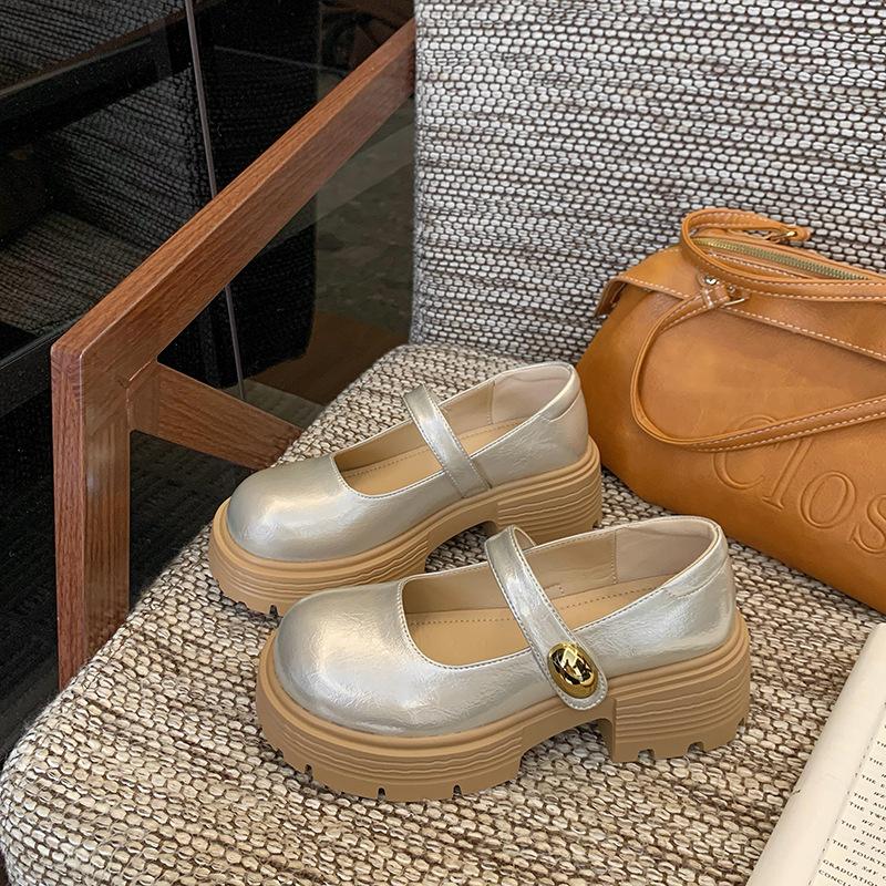 Platform Mary Jane single shoes women's autumn 2025 new muffin small man fashionable versatile word with small leather shoes