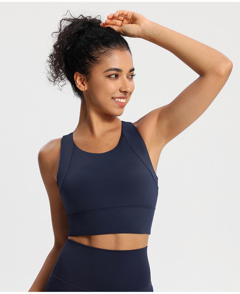 Shockproof High-Intensity Sports Bra with Chest Pads for Yoga & Running Small тёмно-синий
