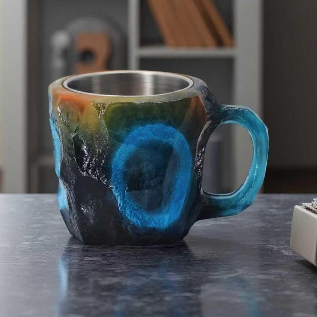 Crystal Resin Coffee Mug, Artistic Kiln-Fired Texture