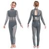 Jenter Danseopptreden Jumpsuit Helkropps Leotard Langermet Mock Neck Mesh Patchwork Nøkkelhullrygg Bodysuit