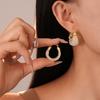 European And American Retro Brown Resin Letter U-shaped Geometric Hoop Earrings For Women Fashion Simple Metal Jewelry Gifts