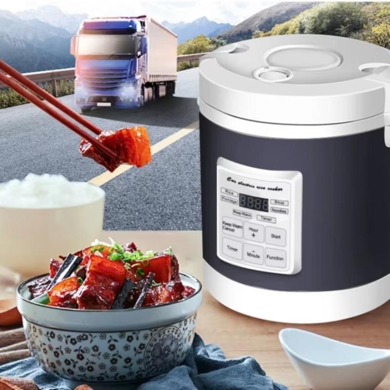 Multifuntional 12V/24V Electric Rice Cooker Fast Heating Food Warmers Easy Cleaning Suitable for Car and Home Use