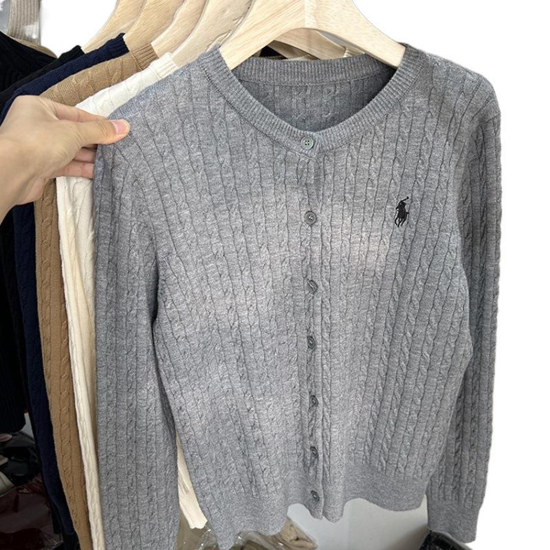 Women Autumn Winter Long Sleeve O Neck Little Horse Mark Soft Breathable Loose Cardigan Sweater Coat