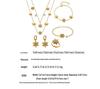 European American Fashion Zirconia Flower Heart Pendant Necklace, Bracelet, Earrings, Ring, and Bangle Set
