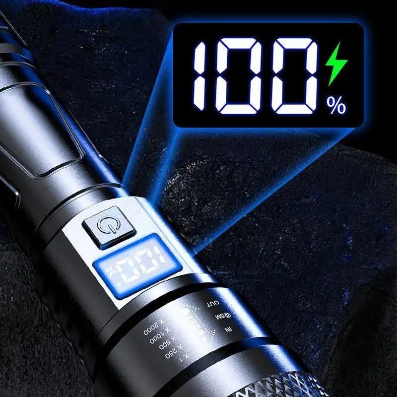 High Power Rechargeable Flashlight Telescopic Zoom Strong Handheld Torch Light Outdoor Camping Emergency Lamp
