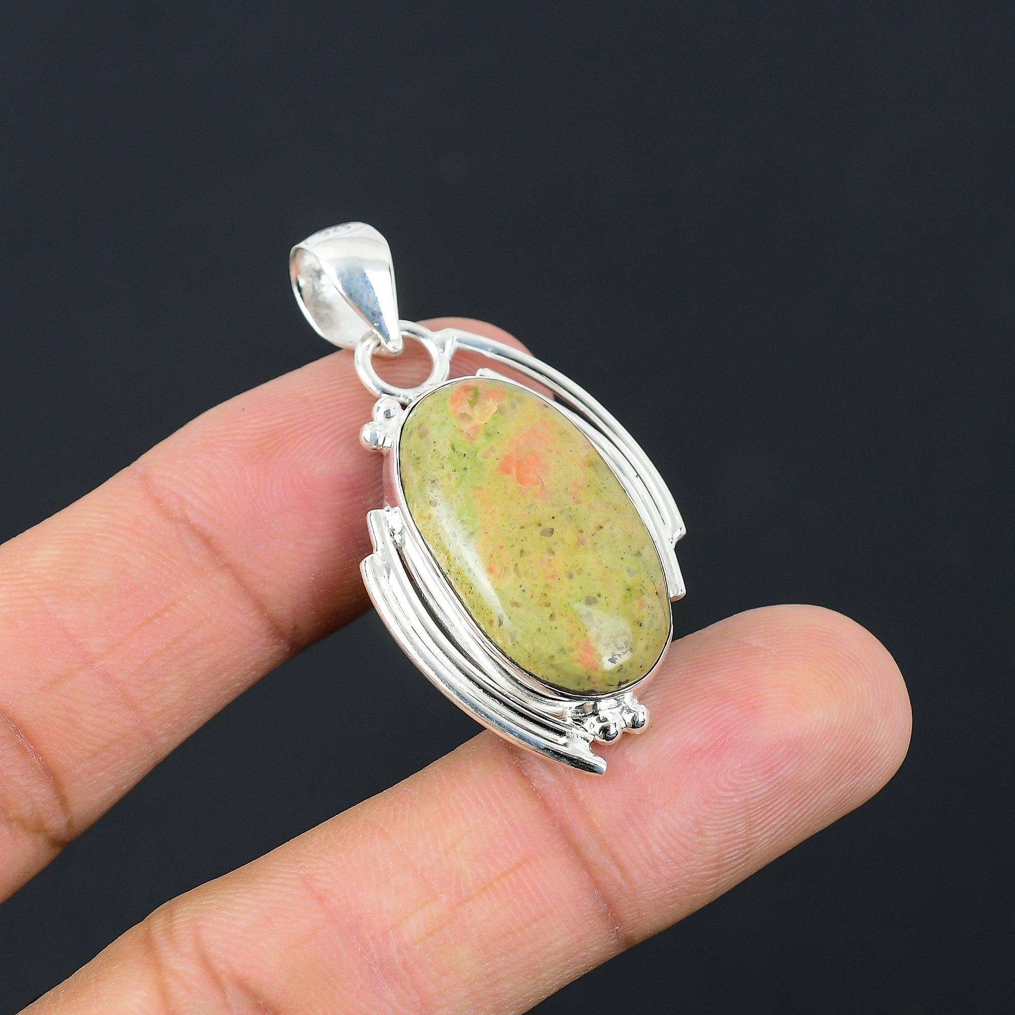 

Daughters Day Sale Unakite Stone 925 Silver Anniversary Trendy Pendant Jewelry