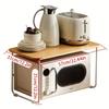 Prateleira de Armazenamento de Bambu para Micro-ondas Ajustável Mesa de Cozinha Forno Fogão Organizador Prateleira 1 Camada Doméstico Mesa Porta Temperos Condimentos