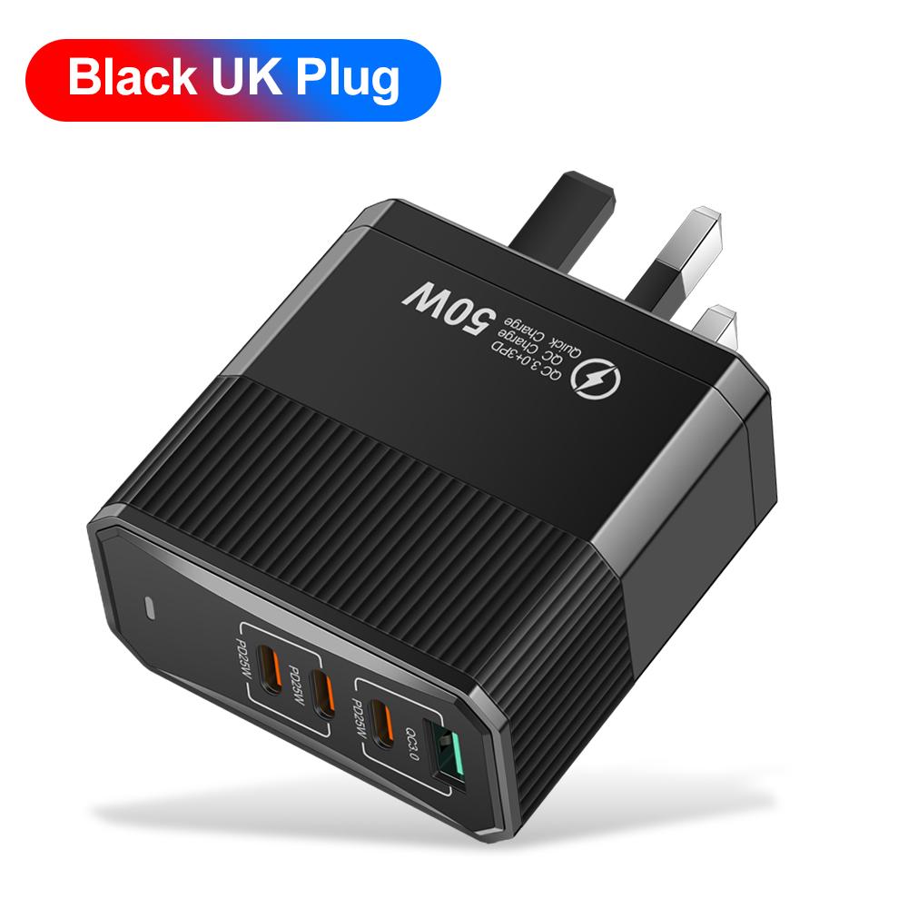 Adăugați încărcător de 100W cu 4 porturi TypeC, încărcare rapidă QC3.0, încărcător de călătorie pentru iPhone Samsung Xiaomi, adaptor de perete cu priză EU/US/UK/KR